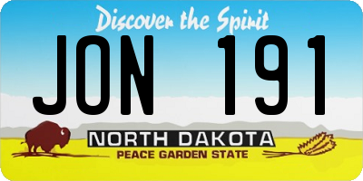 ND license plate JON191