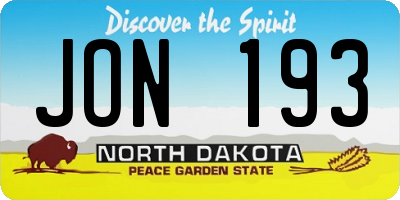 ND license plate JON193