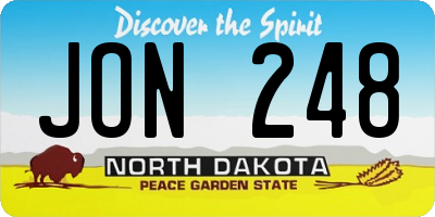 ND license plate JON248