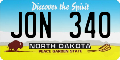 ND license plate JON340