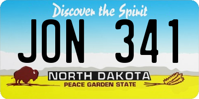ND license plate JON341