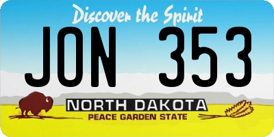 ND license plate JON353