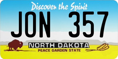 ND license plate JON357