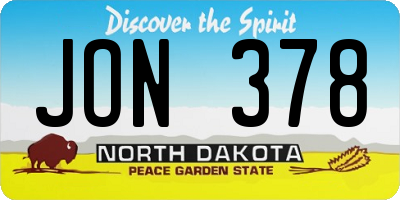 ND license plate JON378