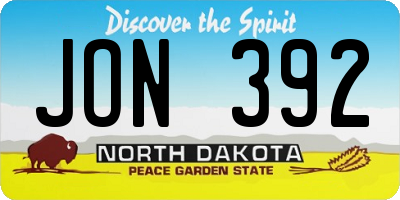 ND license plate JON392