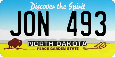 ND license plate JON493