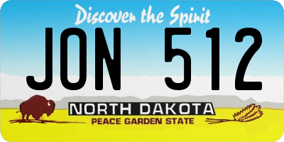 ND license plate JON512