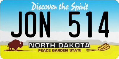 ND license plate JON514
