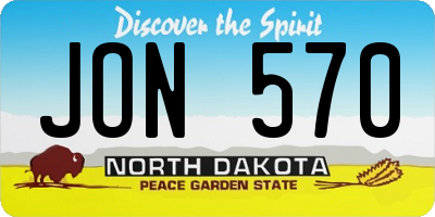 ND license plate JON570