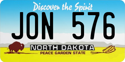 ND license plate JON576