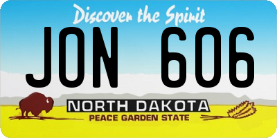 ND license plate JON606