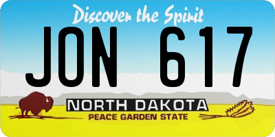 ND license plate JON617