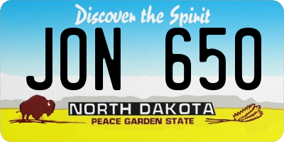 ND license plate JON650