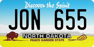 ND license plate JON655