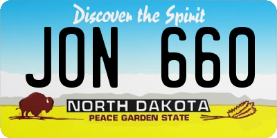 ND license plate JON660