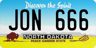 ND license plate JON666