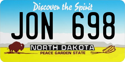 ND license plate JON698