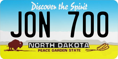 ND license plate JON700