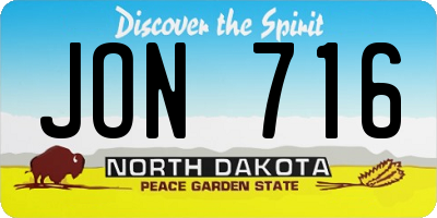 ND license plate JON716
