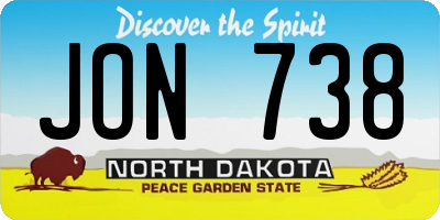 ND license plate JON738