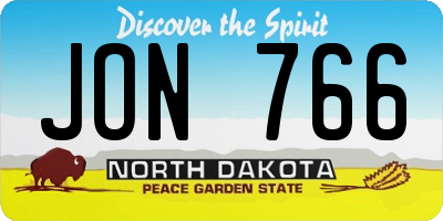 ND license plate JON766