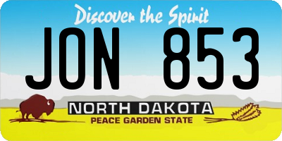 ND license plate JON853
