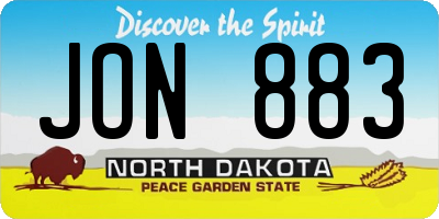 ND license plate JON883