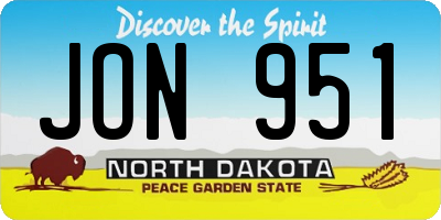 ND license plate JON951