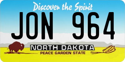 ND license plate JON964