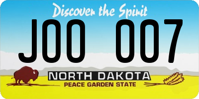 ND license plate JOO007