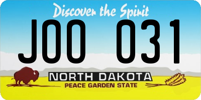 ND license plate JOO031