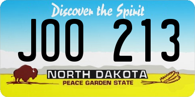 ND license plate JOO213