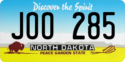 ND license plate JOO285