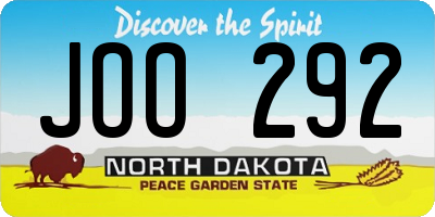 ND license plate JOO292