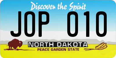 ND license plate JOP010