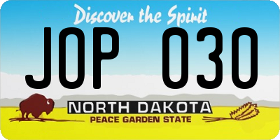 ND license plate JOP030