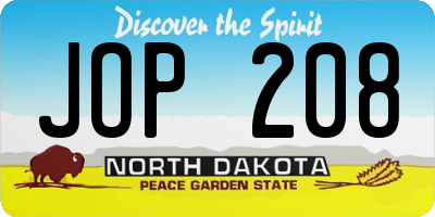 ND license plate JOP208