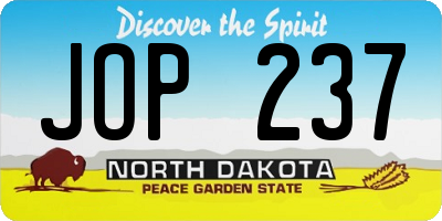 ND license plate JOP237