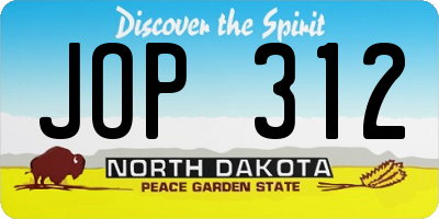 ND license plate JOP312
