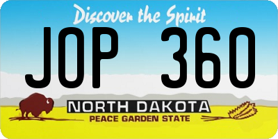 ND license plate JOP360