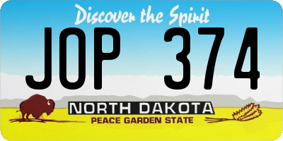 ND license plate JOP374