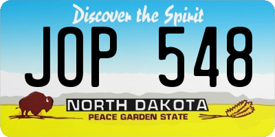 ND license plate JOP548