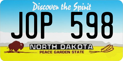 ND license plate JOP598