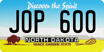 ND license plate JOP600