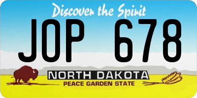 ND license plate JOP678
