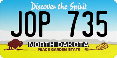 ND license plate JOP735