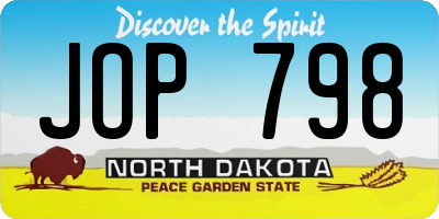 ND license plate JOP798