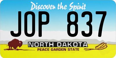 ND license plate JOP837