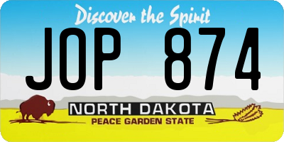 ND license plate JOP874