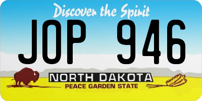 ND license plate JOP946